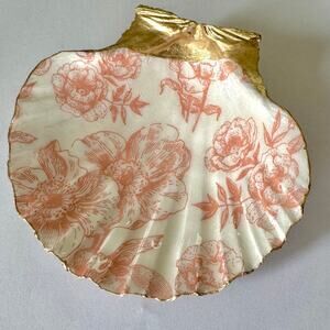Vintage Peach Floral Trinket Dish